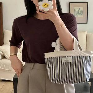 어텀스판 심플 찰랑 5부 티셔츠 (3color)