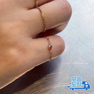 14K 18K 신 아몬드 탄생석 큐빅 체인 금 반지