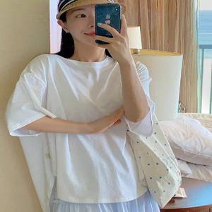 MADE 라운드 언발 트임 박시 반팔 티셔츠 (3color)