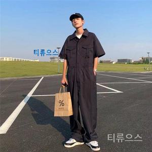 작업복 반팔 팬츠 일체형 루즈핏 유니폼 용접 남여공용 패션 점프슈트 티류으스