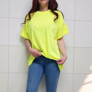 (국산면원단/국내자체생산) T1047 NEW 무지 슬라브 박스 반팔 티셔츠 20대30대여성의류
