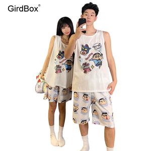 짱구잠옷 커플 여름 파자마 세트 GirdBox 반팔 나시 홈웨어