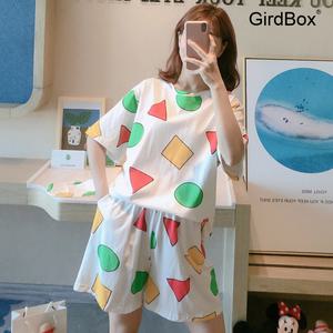 짱구잠옷 여성 여름잠옷 GirdBox 반팔 파자마 세트 면 홈웨어