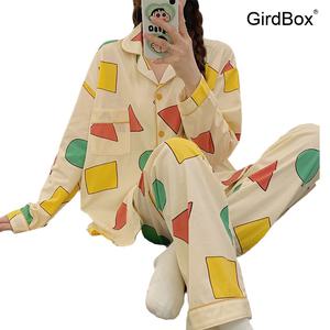 여성잠옷 순면 긴팔 짱구잠옷 GirdBox 편안한 홈웨어 세트