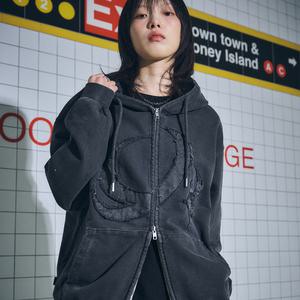 [2-WAY] CP STAR 피그먼트 후드 집업 스모크블랙