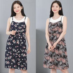 [스타일샵간지]민소매 레이어드 일체형 원피스/쿨/나시/플라워 원피스
