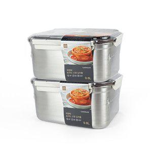 [락앤락] 숨쉬는 스텐 김치통 직사각 9.8L x 2개
