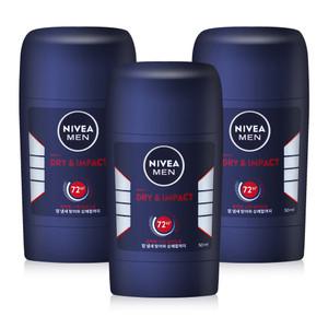 니베아 맨 남성 데오드란트 스틱 드라이 앤 임팩트 50ml 3개