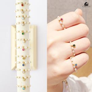[롯데백화점]카루치 탄생석 진주 골드 레이어드 프리사이즈 링 반지 12color RG02a