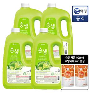 [순샘] 주방세제 라임 3L 용기 x 4개 + 400ml 추가 증정