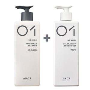 아모스 프로 베이직 딥 클린 샴푸 1000ml + 컨디셔너 1000ml 1set