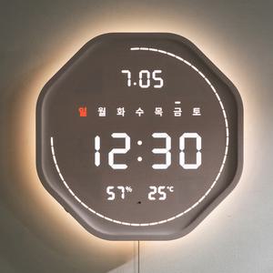 플라이토 3세대 백라이트 터닝 폴리곤 온습도 LED 벽시계 / 포토구매평