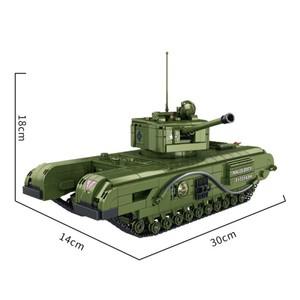 RC 레고 호환 세계 대전 기술 군사 차량 리모컨 모델 빌드 블록 WW2 영국 처칠 보병 탱크 브릭 RC 장난감 2