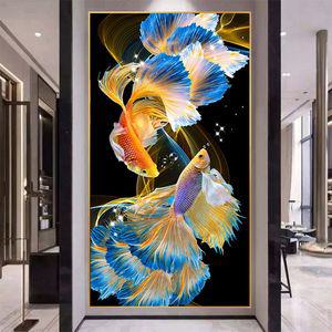 실십자수 도안 십자수 프린트 그림 복이오는 물고기 구어도 행운