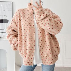 [다잇템] 여자 귀여운 미니하트 플리스집업 박시핏 점퍼