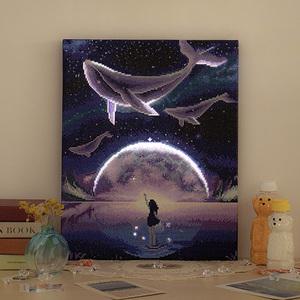 꿈꾸는 고래 [LED 캔버스형] [보석십자수] 3D 원형 40x50