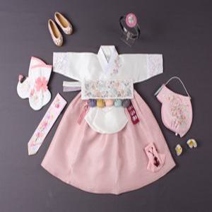 [백일 돌 세트구성] 여아한복 고우니아이당의+산호치마 한복세트(10%적용)
