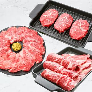 국내산 1등급 프리미엄 소고기 세트 (꽃등심 채끝살 부채살 치마살) 1.2kg