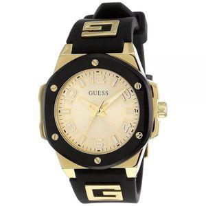 GUESS 여성용 38mm 시계, 블랙/투톤 / 샴페인, 아날로그 시계