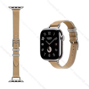 새롭게 출시된 애플 워치 에르메스 42mm Twill Jump Attelage 싱글 투어 밴드 (크라프트/블루 글라시에)