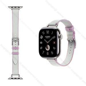 새롭게 출시된 애플 워치 에르메스 42mm Twill Jump Attelage 싱글 투어 밴드 (그리 플라띤/모브)