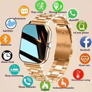 LIGE 여성 스마트 시계 BT 통화 전체 터치 스크린 Smartwatch 남성 스포츠 건강 모니터링 스테인레스 스틸