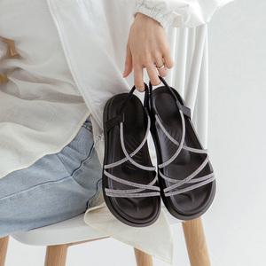 SOVO 샤인즈 비즈 스트랩 플랫폼 샌들 5cm