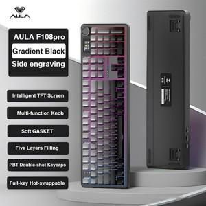AULA F108/PRO 게임용 기계식 키보드 풀 사이즈 맞춤형 백라이트 핫 스왑 가능 무선 Bluetooth Hifi 스위치