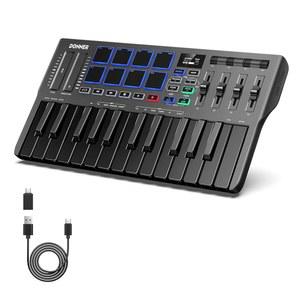 [미국배송] 도너 USB-C MIDI 키보드 컨트롤러 8개의 드럼 패드 OLED 디스플레이 16개의 스마트 저울 아르페지오 재생 4개의 DAW 소프트웨어 및 40개의 교육 과정이 포함된 25개의 키 휴대용 미니 키보드 DMK 25 PRO