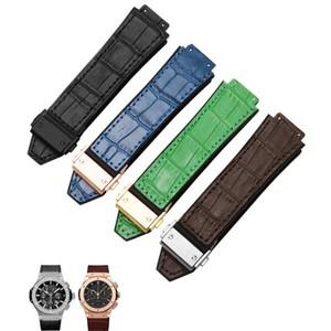 HUBLOT BIG BANG 정품 가죽 25mm * 19mm 방수 남성용 시계 스트랩 체인 고무