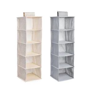 옷장 행거 걸이형 5단 부직포 수납선반 정리함DIY 다용도 수납함 리빙박스