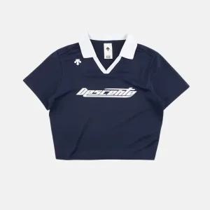 [데상트] 데상트 여성 블록코어 크롭 져지 카라 반팔티 SP222UTS44
