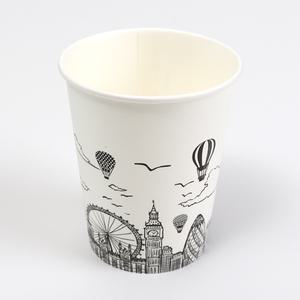 13온스 390ml / 런던 열기구 인쇄 종이컵 / 1000개 - 1박스 / 더 단단한 평량 300g이상 프리미엄급