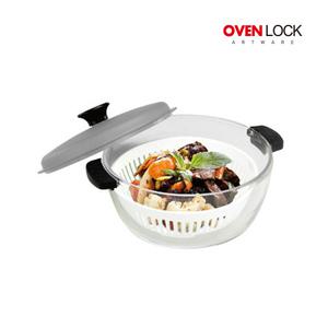 오븐락 내열유리 렌지&오븐 전용 쿡 1L 오븐냄비 전자레인지용 찜기 조리 용기