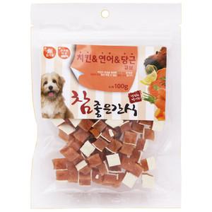 헬로도기 참좋은간식 치킨 연어 당근 큐브 100g