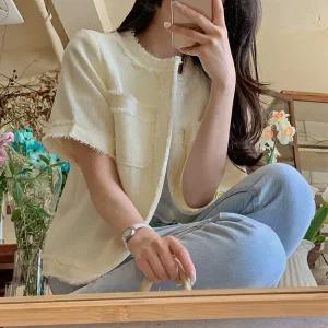 핫핑 오브덴_반팔ver 더블포켓 수술 트위드자켓