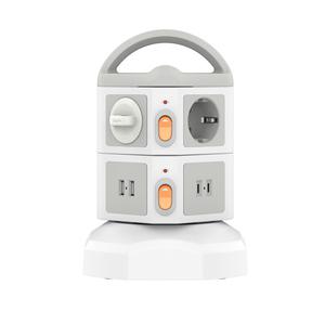 Soopii 4000W고용량 6구 USB 멀티탭 배선차단 캠핑 타워 안전 멀티콘센트 2M TPS06
