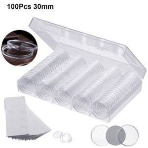 투명 동전 케이스 거치대 수집 상자 보관 캡슐 컨테이너 33mm 100 개