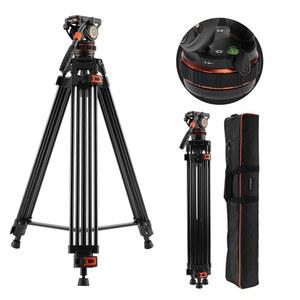 K&F 컨셉 75인치/191cm 비디오 삼각대, 360 유체 헤드 하중 최대 17.6파운드/8kg의 헤비 듀티 카메라 삼각대 스탠드, 캐논 니콘 소니 및 기타 DSLR 캠코더와 호환되는 퀵 릴리스 플레이트