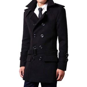 어깨견장 더블 코트 버튼 회색 남성 반코트 견장 겨울 모직