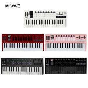 M-VAVE SMK-37 PRO 37키 MIDI 컨트롤러 휴대용 내장 디사이저 키보드 디지털 16 RGB 패드 8개 노브 피아노