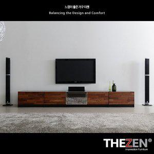 [더젠] 브렌츠202 멀바우 고급원목 2700거실장세트1(상판흑경)