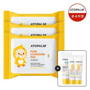 [아토팜]퓨어클렌징패드 30매X3 +(샴푸20ml+선로션10g*2 9/1~7일)