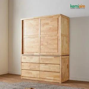 케미에르 미소 고무나무원목 슬라이딩 하프서랍옷장 KTP-456