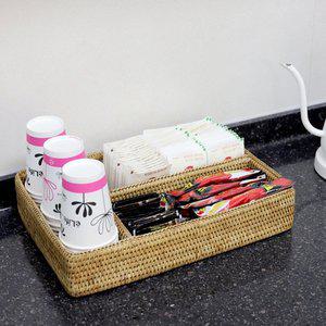 [베스트데코]Rattan 등나무 라탄3단 멀티트래이 커피정리함,티박스,구급함,약장