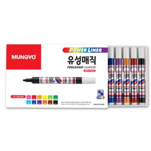 문교유성매직12색/단색흑색 청색 적색