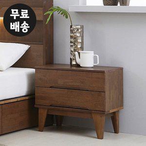 [벤티스가구]레빈 고무나무 원목 협탁 2단 서랍장 침대옆 미니 사이드 협탁 거실 침실 가구
