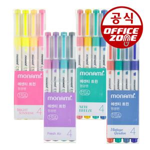 모나미 에센티 트윈 형광펜 4색세트 양면 하이라이터