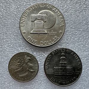 미국 1976 독립 200주년 25-50 센트-1 달러 기념 동전 3개 세트 컬렉션