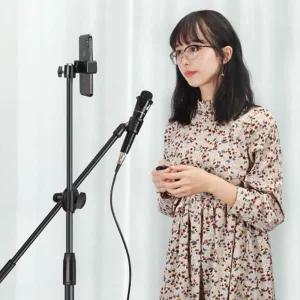(폰거치 마이크 스탠드) 프리미엄 폰거치형 마이크 스탠드 360도 회전 높이 조절/거치대/탁상용/콘덴서/방